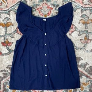Navy Blue Flowing Blouse